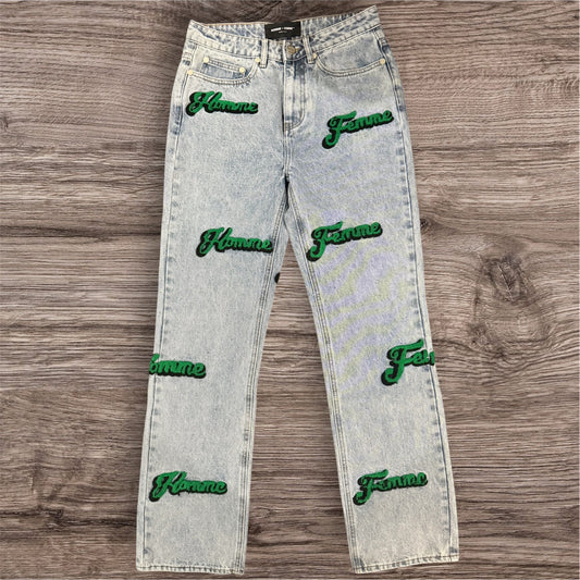 Homme + Femme Denim Embroidered Jeans Size 28